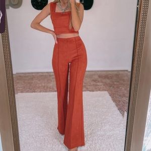 Rust orange suede set